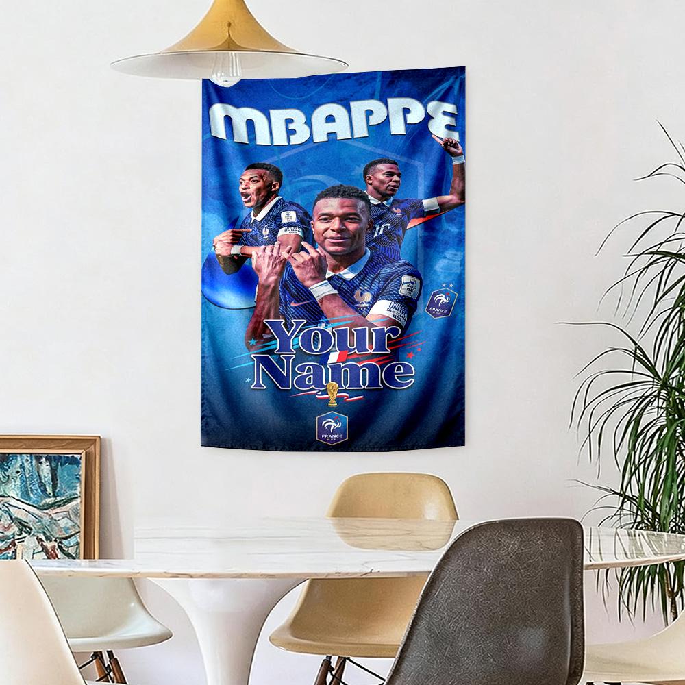 Mbappé Customize Your Name Tapestry Foldable Wall Tapestry Durable Comfort Perfect for Living Room Decor Multi-purpose for All Occasions