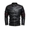 Men's Leather Jacket Men's Pu Coat Stand Collar Slim Motorcycle Suit Plus Velvet Leather Clothing