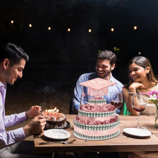 2025 Graduation Gifts 3 Tier Cake Filled with Cash Money Class of 2025 Graduation Decoration for Boys Girls High School College Grad Party Supplies