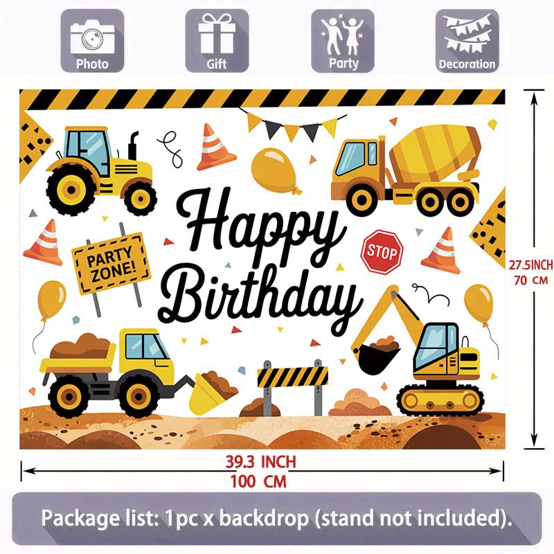 [Party Banner] 1 piece of architectural vehicle balloon party area design birthday backdrop, made of large polyester material