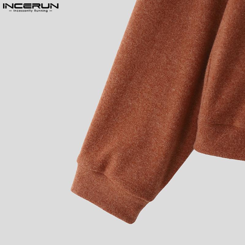 INCERUN Oversized Men V Neck Long Sleeve Buttons Up Drawstring Knit Cardigan Tops