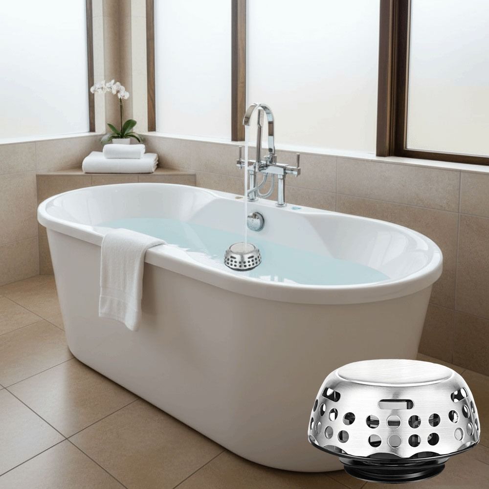 Stainless Steel Pop Up Sink Strainer Anti-Odor Bathtub Drain Stoppe Bathtub Plug