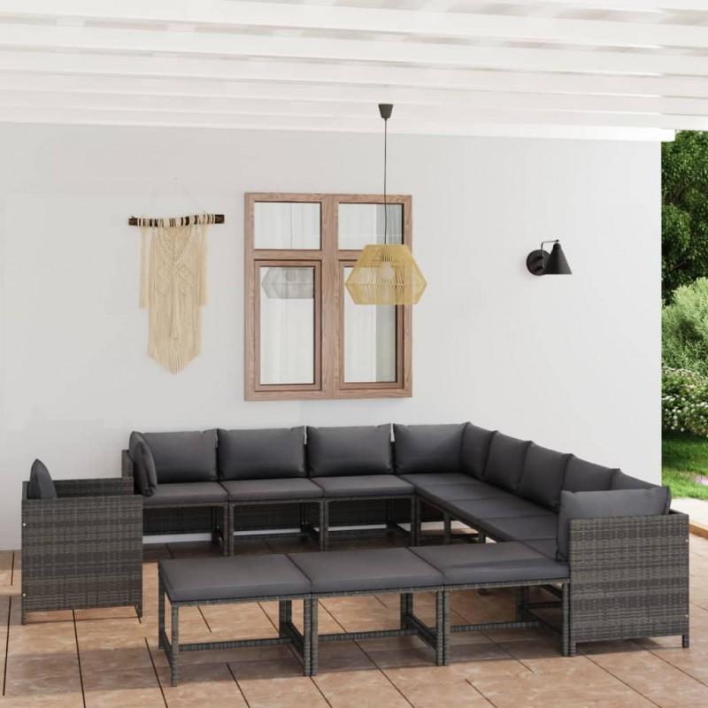 Day and Night - Day and Night Garden Furniture Set 12 Pieces and Gray Synthetic Rattan Cushions