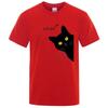 Meow Black Cat Funny Printing Men T-Shirts Breathable Tee Clothes Summer Streetwear Tops Oversized Loose Cotton Short Sleeve T-Shirts Men’s