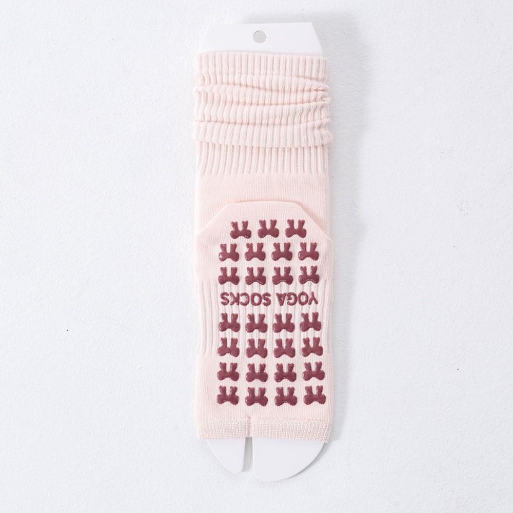 Cotton Two Toe Yoga Socks Breathable Floor Socks New Mid Tube Socks for Fitness Exercise