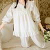 Women Princess Long Sleeve Lace Ruffle Pajama Sets Tops+Pants.Cotton Pyjamas Set Girl's Home Sleepwear