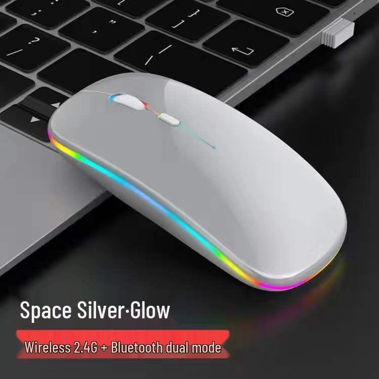Rechargeable Luminous Bluetooth Dual-Mode Silent Wireless Mouse for Office/Home (Compatible with Huawei & Lenovo)