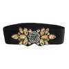 Korean Style Women Waistband Wide Rhinestone Waist Belt Simple Elastic Cummerbunds  Overcoat