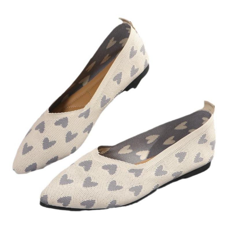 Модная женская обувь на плоской подошве 2025 Весна Новые вязаные дышащие лоферы Квадратные красивые кроссовки принцессы Резиновая подошва Удобная обувь на плоской подошве