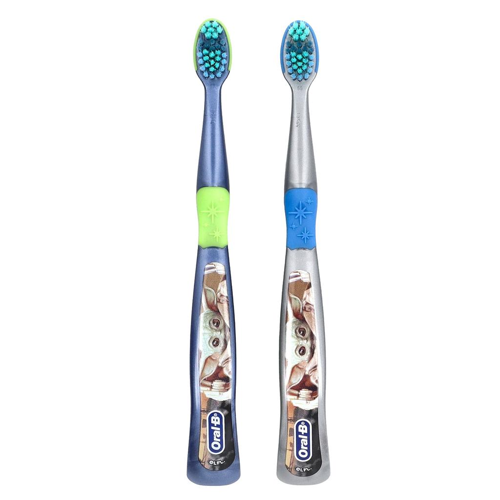 Oral-B Toothbrush, Star Wars, The Mandalorian, Extra Soft, Ages 3 and Up, 2 Toothbrushes