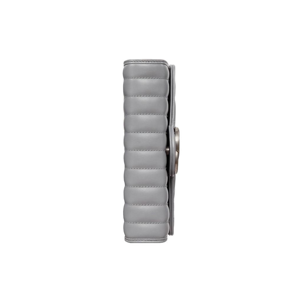 Gucci GG Marmont Grey Quilted Leather Chain Wallet WOC With Silver Hardware For Women Daily Use