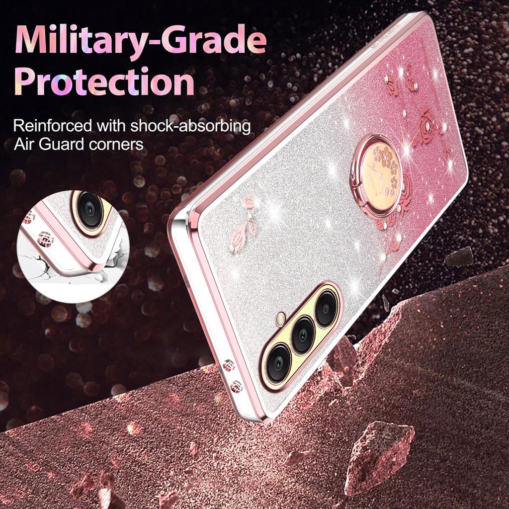 KADEM Чехол для Samsung Galaxy A26 5G с кольцом-подставкой, ТПУ, с цветами, чехол для телефона с градиентным блеском