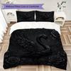 Dark Crow and Cat Pattern Bedding uilt Set uilt Cover Pillowcase Home Decoration Birthday Gift (1 * duvet cover + 2 * pillowcase without core)