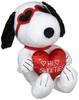 Nakajimacorp Snoopy Heart H20 X W12 X Vintage PEANUTS Plush Glass, Small, White, D17cm, Toy, 139399-19