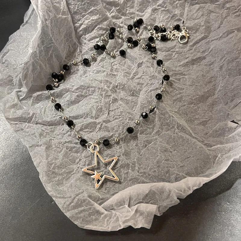 Винтажное модное кожаное ожерелье с подвеской в ​​виде звезды для женщин и мужчин, ювелирные изделия цвета антикварного серебра, аксессуары Y2k, эстетика