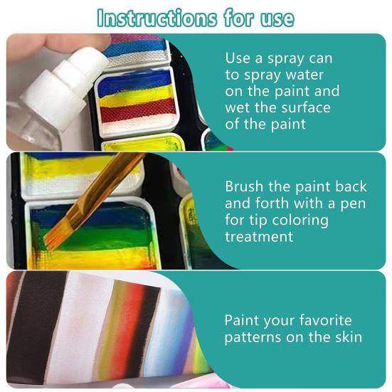 Набор красок для лица на водной основе, профессиональная масляная палитра для краски для тела с 2 ручками, набор для макияжа на Хэллоуин, для взрослых и детей