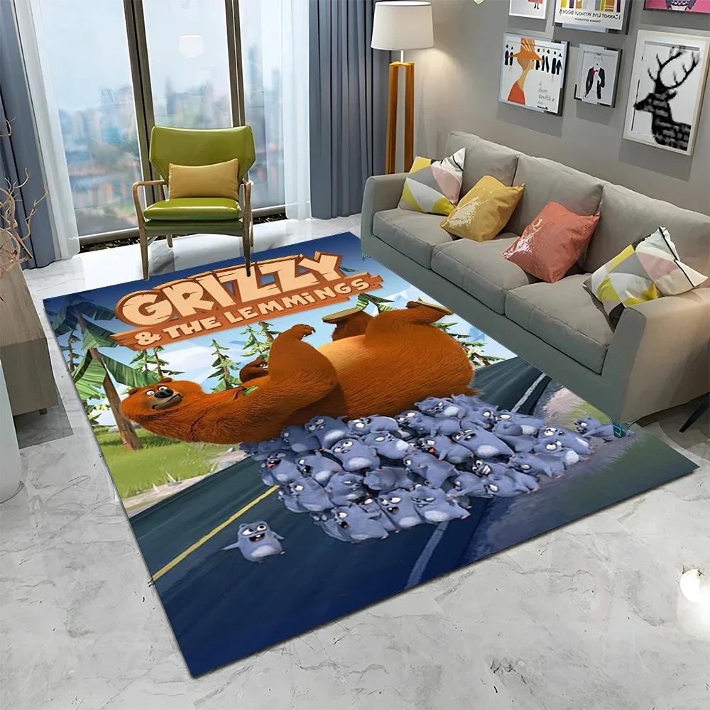 3D Grizzy and The Lemmings Cartoon Carpet Rug для дома, гостиной, спальни, дивана, коврика для двери, детский коврик, нескользящий напольный коврик