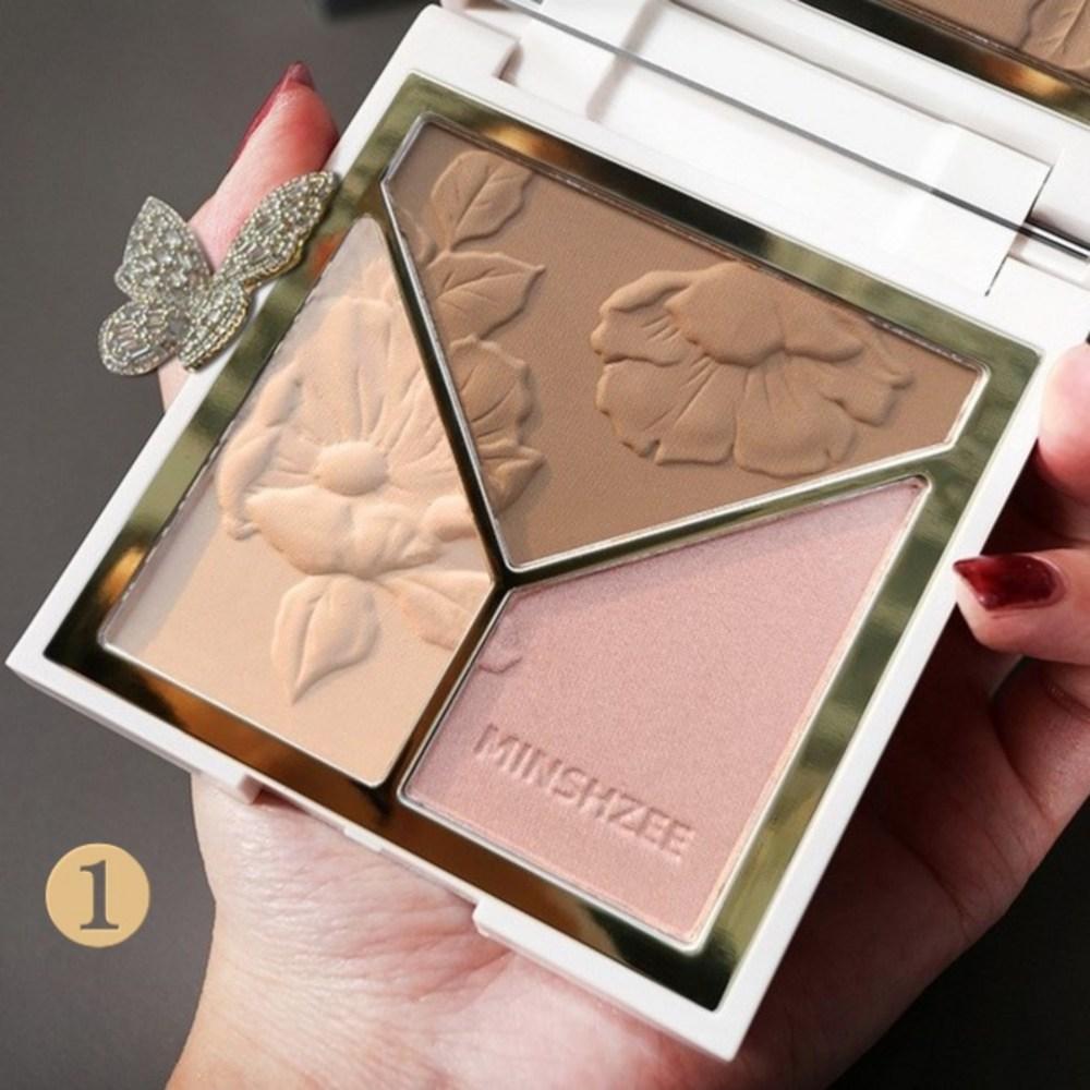 Палитра MINSHZEE Contour, хайлайтер, румяна, макияж, 2 типа, 3 цвета, 1 шт., нет. 1