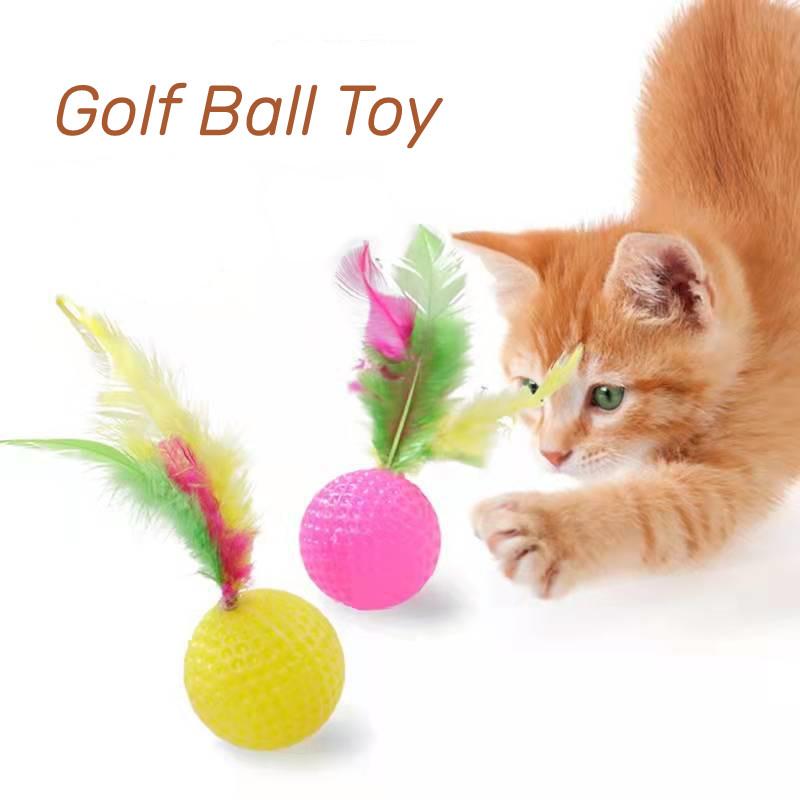 Mixed Plastic Golf Ball, 10 Pieces, with Feathers, Interactive Kitten Toy, Pet Supplies