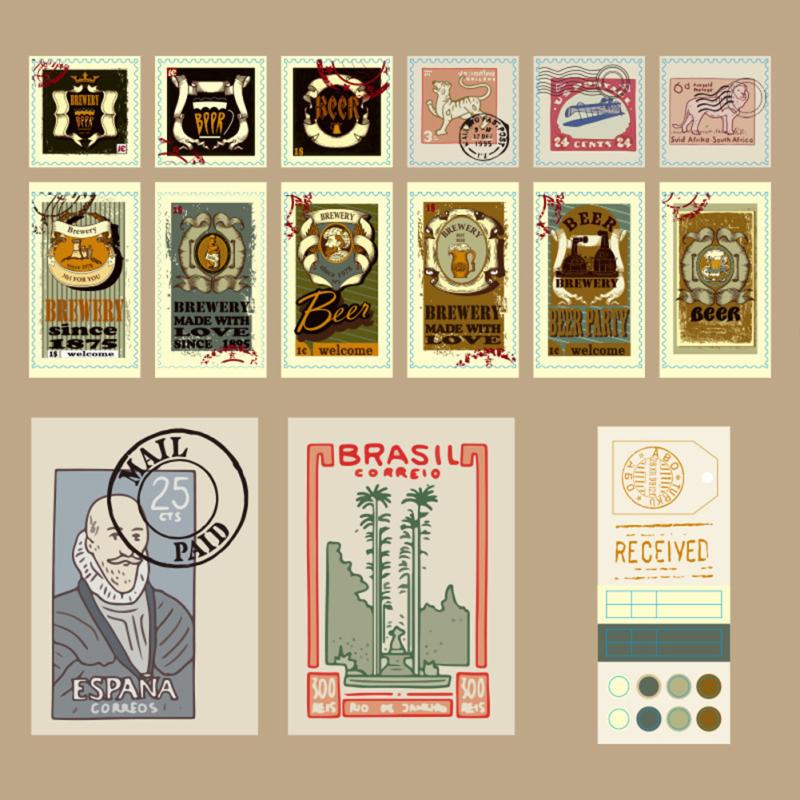 LUOM 15pcs Vintage Style Material Paper Retro Diy Hand-decorated Scrapbooking Stickers For Art