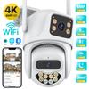 WIFI IP Camera 4K 8MP Dual Lens Security PTZ Camera HD Dual Screen Outdoor AI Auto Tracking CCTV Surveillance Camera iCSee