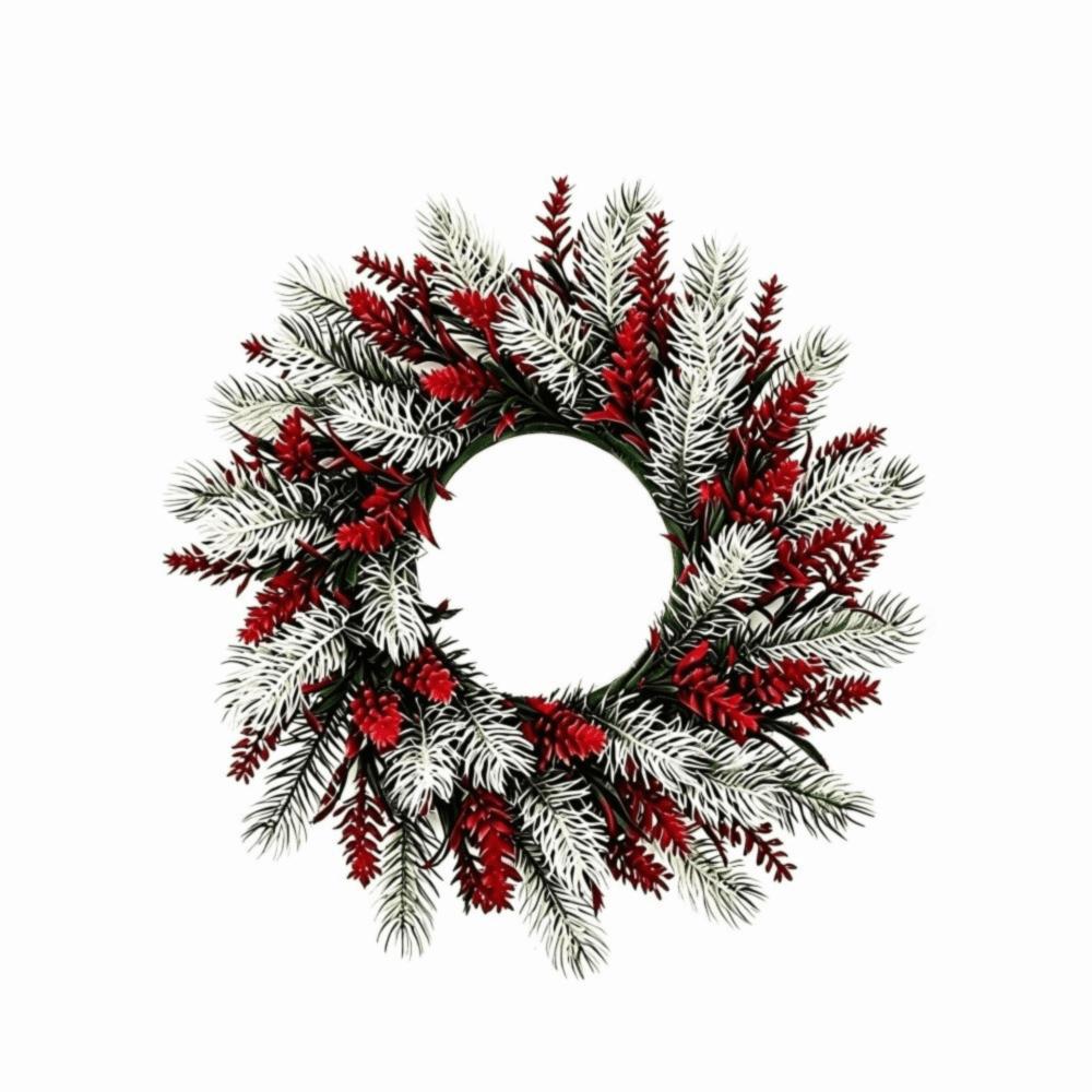Snow Flocked Artificial Pine Garland Red Berries Door Hanging Decor Winter Christmas