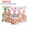 50pcs Santa Claus Christmas Tree Elk PVC Bags Transparent Clear Gift Bag for Christmas Gift Baking Candy Cookie Packaging Bags KTY
