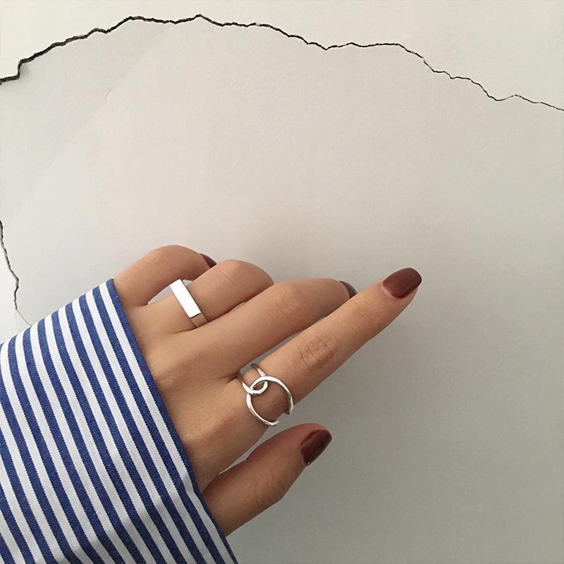 925 Sterling Silver Geometry Line Adjustable Rings For Women Wedding Party Designer Jewelry Accessories Prevent Allergy
