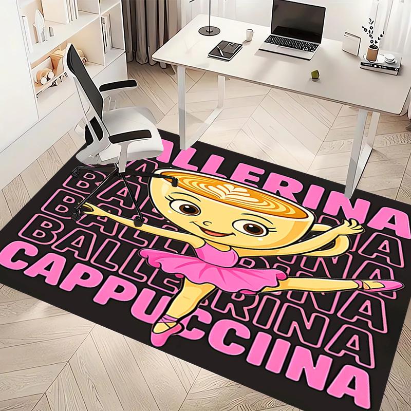 1pc Ballerina Cappuccina Print Area Rug - Soft, Washable Non-Slip Indoor Mat, Living Room, Home Office Decorative Rug,Office Decorative