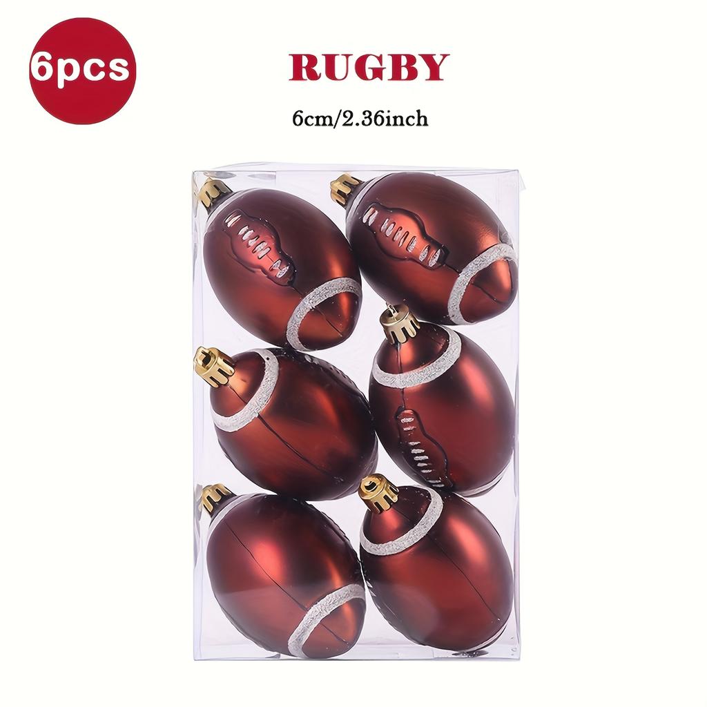 6 шт. Рождественские шары, украшения для рождественской елки, товары для украшения вечеринки, подвесные мячи для елки, футбольные мячи/баскетбольные мячи/бейсбольные мячи, рождественские шары, дом
