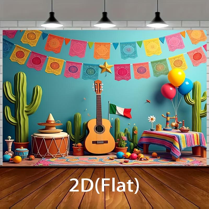 2D plane 1 Mexican festival party banner - Easy to hang - Mexican birthday background decoration