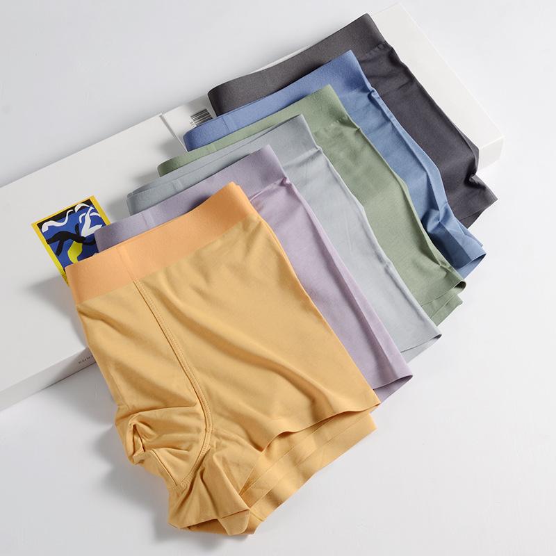 60S бесшовное модальное мужское нижнее белье, мягкие боксеры, приятные для кожи, шелковые трусы-боксеры большого размера, однотонные