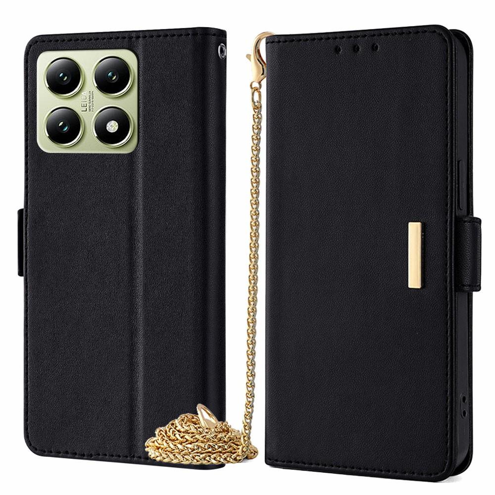 For Xiaomi 14T Case PU Leather Wallet Stand Phone Cover with Crossbody Shoulder Strap