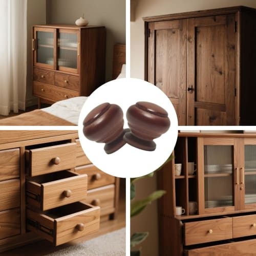 10-Piece Set of Wooden Furniture Handles, Drawer Pull Handles, Dark Brown, DIY, Screws Included (Dark Brown)
