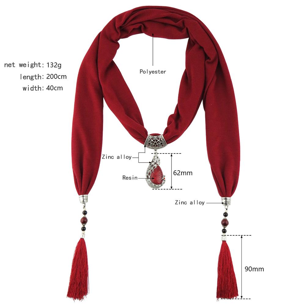 Fashion Elegant Women Long Scarf Retro National Style Tassel Pendant Scarf Christmas Gifts Solid Color