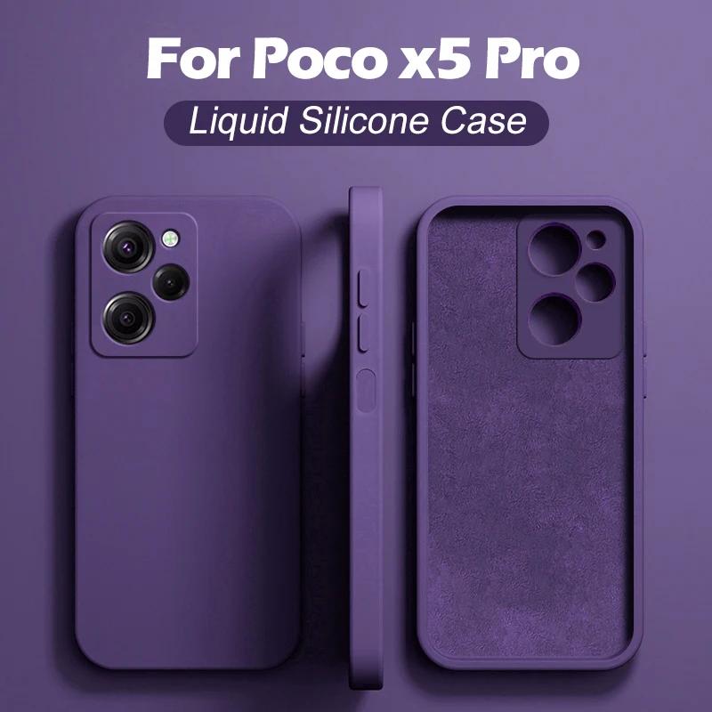 Жидкий силиконовый чехол для Xiaomi Poco X5 Pro 5G, противоударный защитный чехол для телефона, чехлы для телефона POCO X5 5G