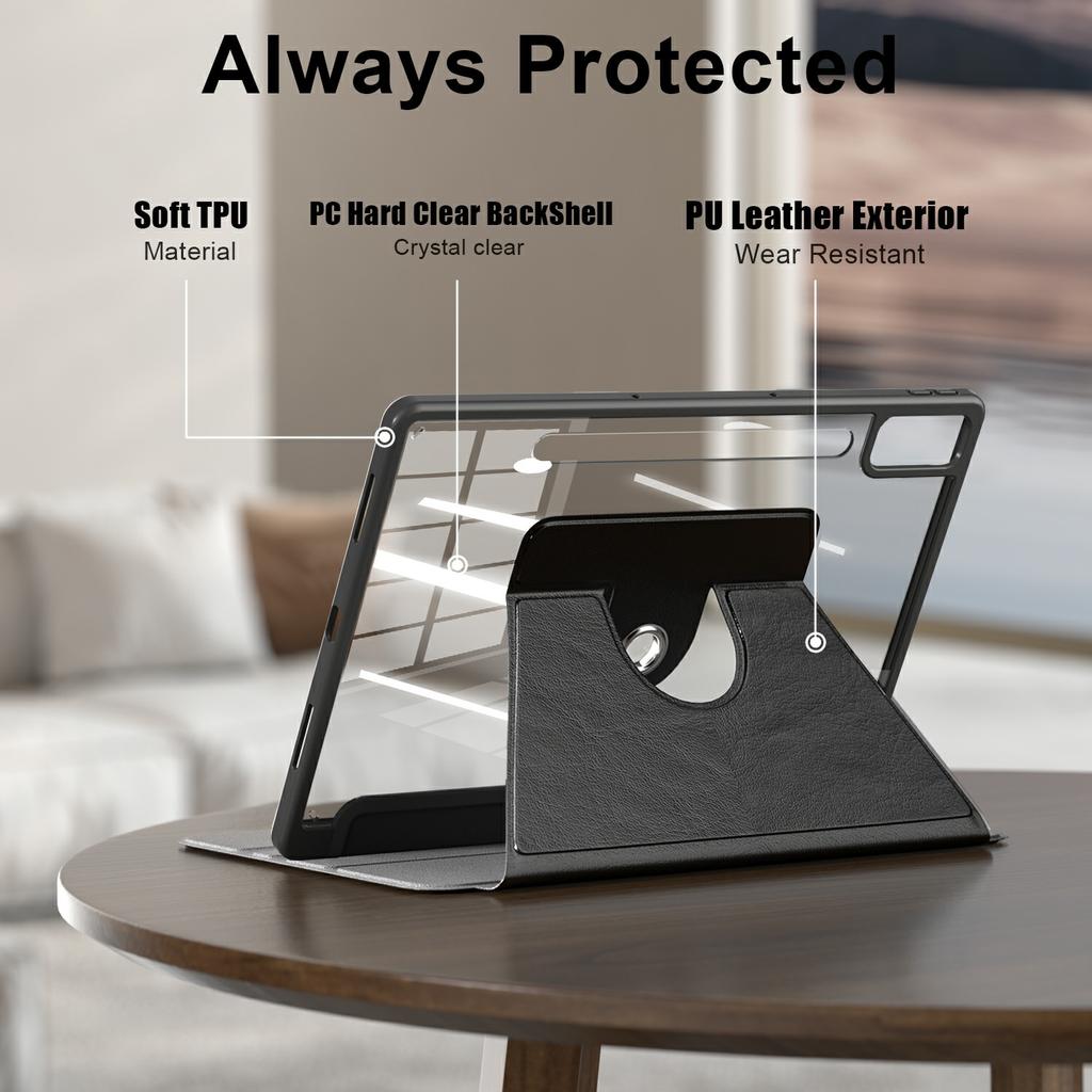 Для Lenovo Tab P12 TB371FC Чехол Кожа+Акрил+ТПУ Подставка Чехол для планшета с функцией автоматического пробуждения/засыпания