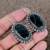 Драгоценный камень Черный тигровый глаз Ручная работа Серебро 925 пробы Ювелирное изделие Серьга 2,25" KKG-705