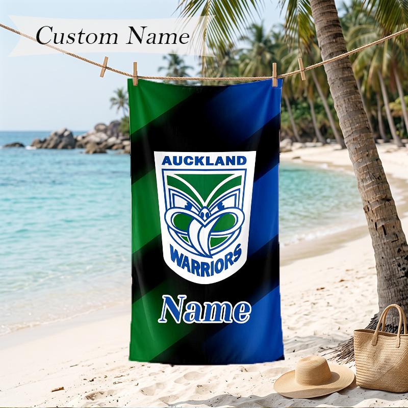 New Zealand Warriors Custom Name Printed Beach Towel Personalized Soft Towel For Swimming Beach Travel