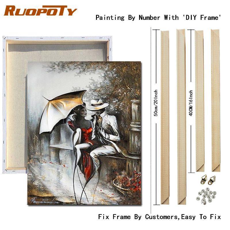 RUOPOTY Рамка «сделай сам», краска по номерам, любовник, рисунок на холсте, картина маслом по номерам, наборы фигурок, ручная роспись, уникальные подарки