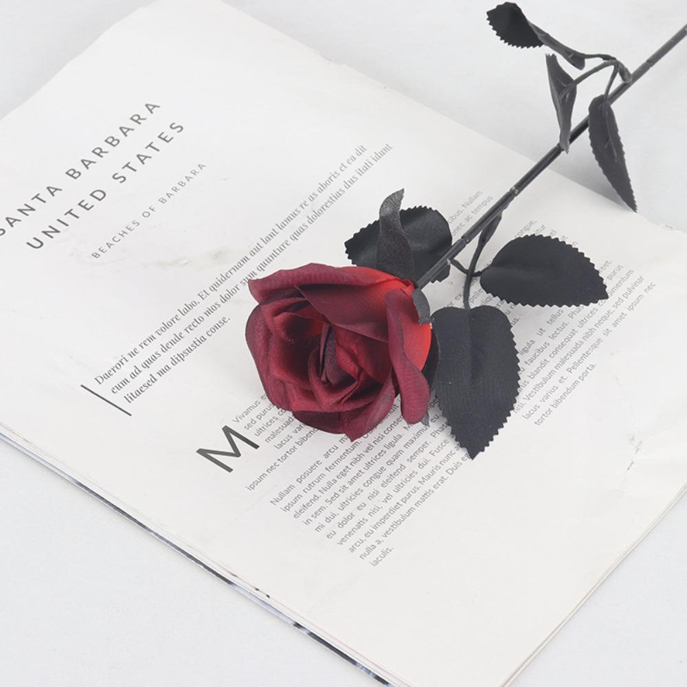 Black and White Roses Cemetery Roses Long Stem with Leaves Black Bouquet