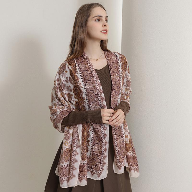 Vintage Cotton and Linen Elegant Temperament Scarf Mother's Day Surprise Gift Women's Design Sense Fashion Personality Outer Shawl