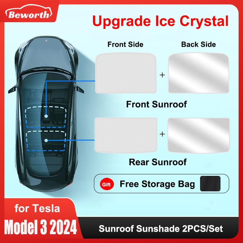 Sun Shade For Tesla Model 3 Highland 2019-2026 Side Window Privacy Sunshade Skylight Blind Sunroof Shading Net Front Windshield