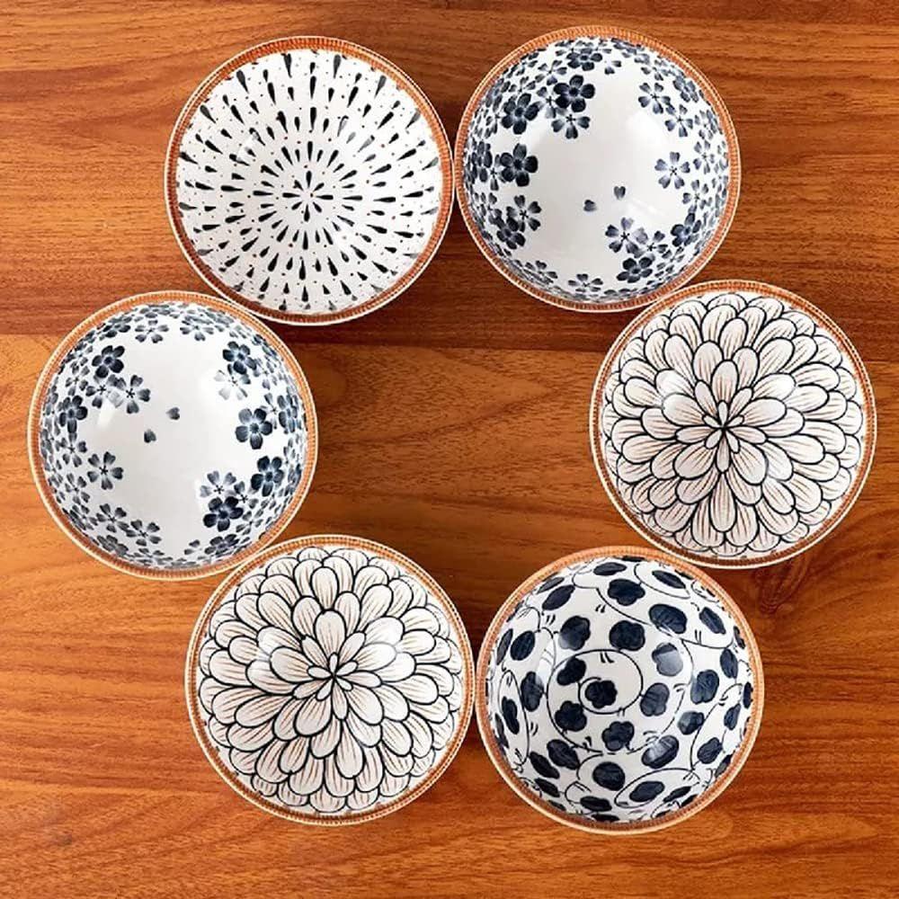 Japanese Ramen Bowls Ceramic Bowl Set Small Bowls - Porcelain Dessert Bowls for Rice | Soup | Snack | Side Dishes | | Ice Cream - Bowl Sets Microwave