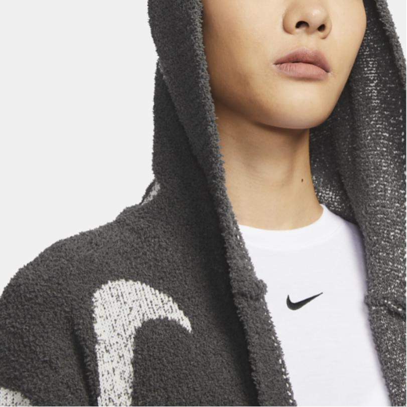 Nike Спортивная одежда Phoenix Cozy Bouclé All Over Print Hooded Loose Long Knit Sweater Women sweater Medium-Gray FD4283-254