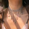 Geometric Tassel Necklaces Sparkling Wedding Bride Jewelry Full Rhinestone Necklaces Birthday Gift