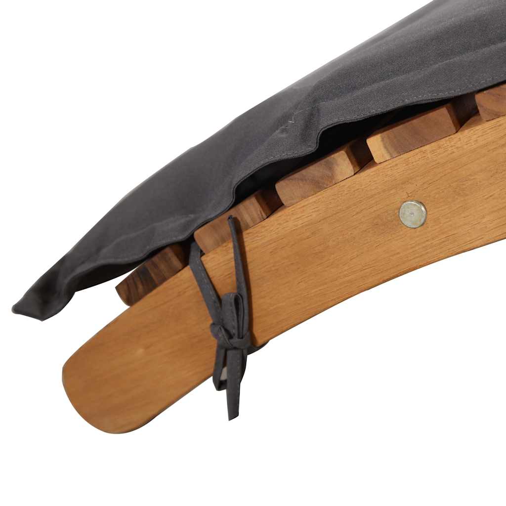 Sun Lounger with Cushion Solid Wood Acacia Dark Grey