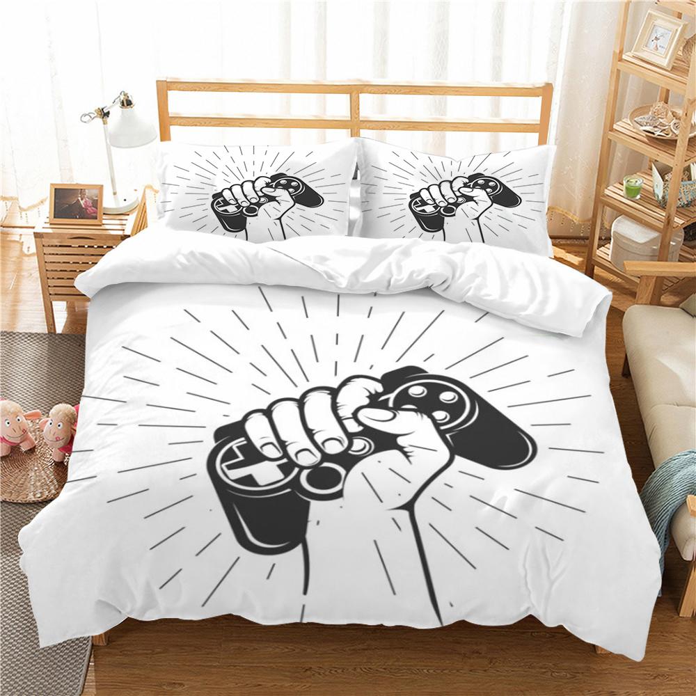 Постельное белье с игровой ручкой и принтом, набор пододеяльников, крутой домашний текстиль, детское постельное белье, комплект королевских размеров, стеганый чехол