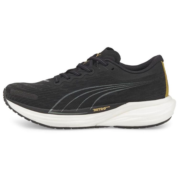 Puma Deviate Nitro 2 Black Team Gold Women Sneakers White 376855-02