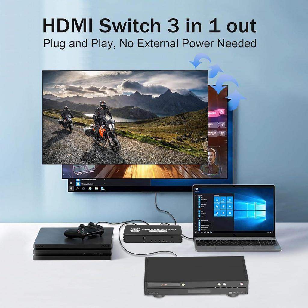 8K30 HD HDMI 2.1 Переключатель: 4K120 Гц, 3 входа 1 выход, Совместим с PS5, Портативный